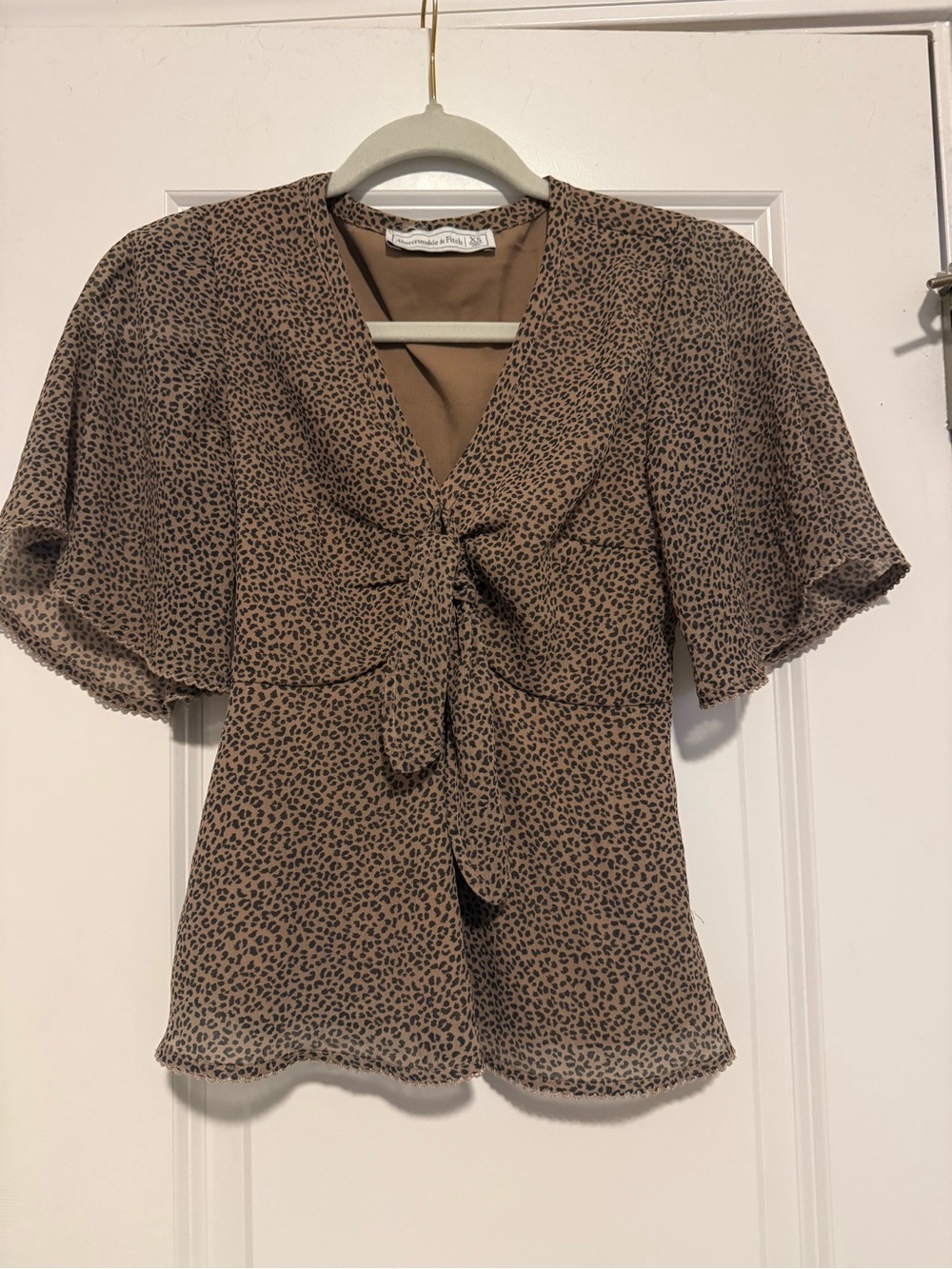 Abercrombie Short Sleeve Leopard Print Blouse
